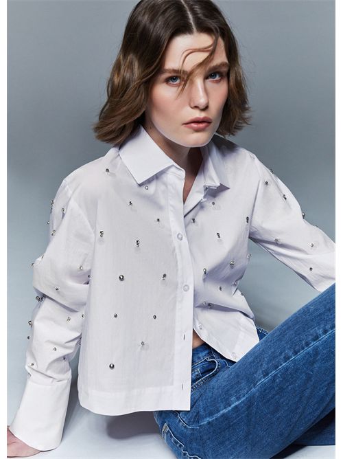 Camicia boxy con ricami gioiello LIU JO | WA6173T039A/11111